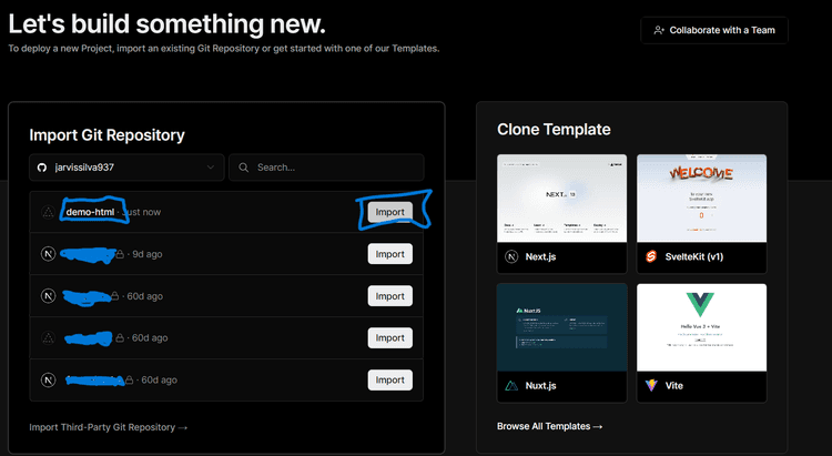 Vercel App web application development process