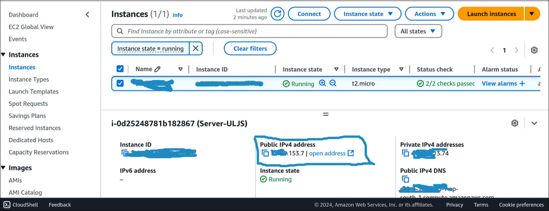 aws ec2 overview instance page