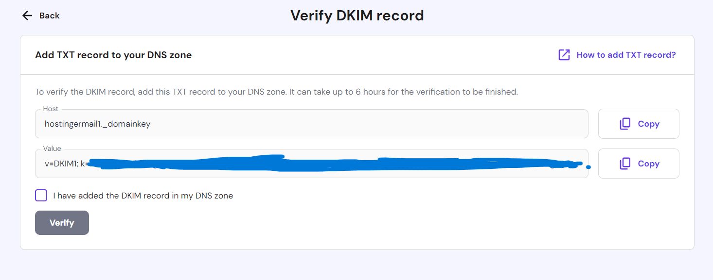 Hostinger dkim code