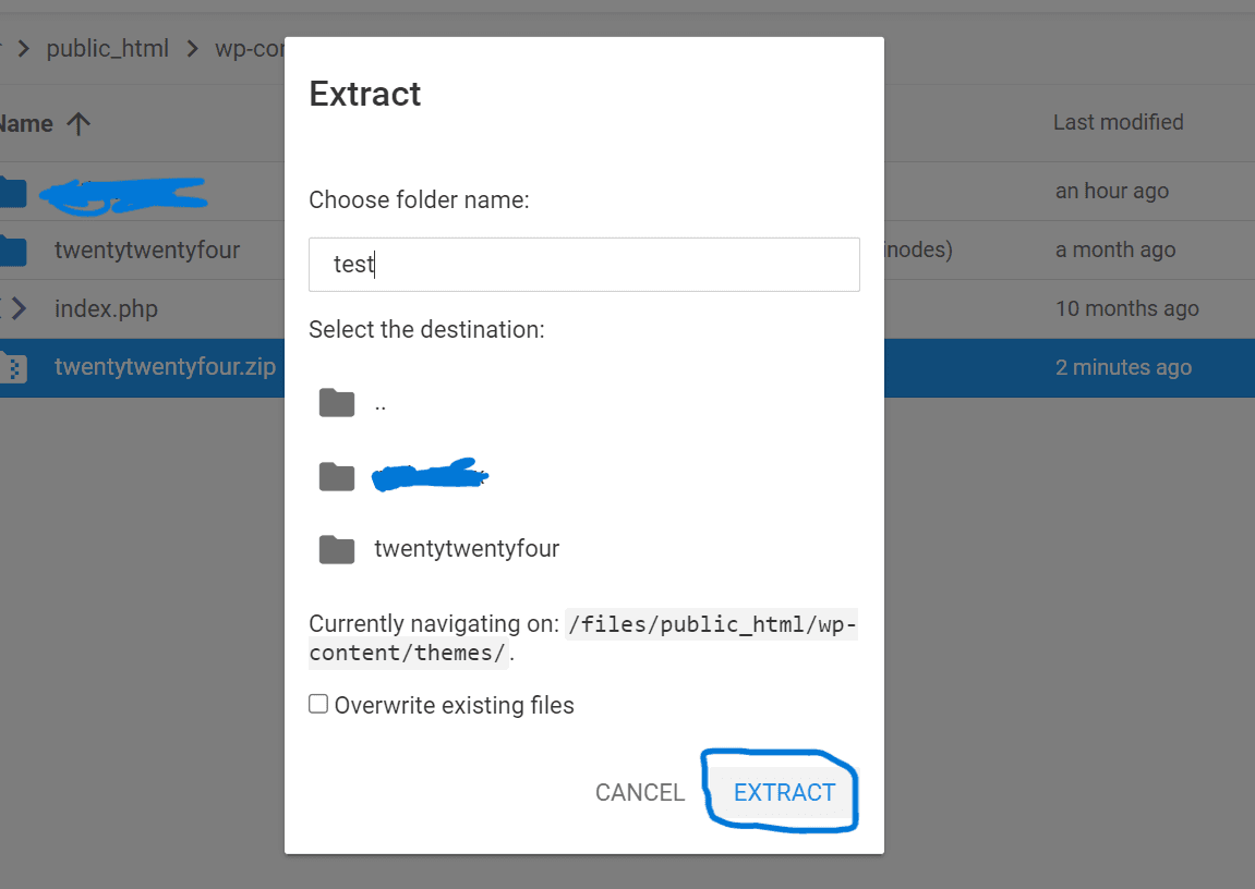 Hostinger file manager extract step 2