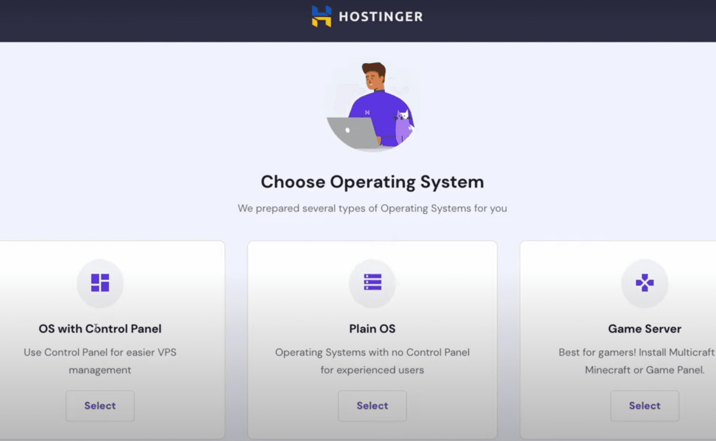 Hostinger vps operating system selection