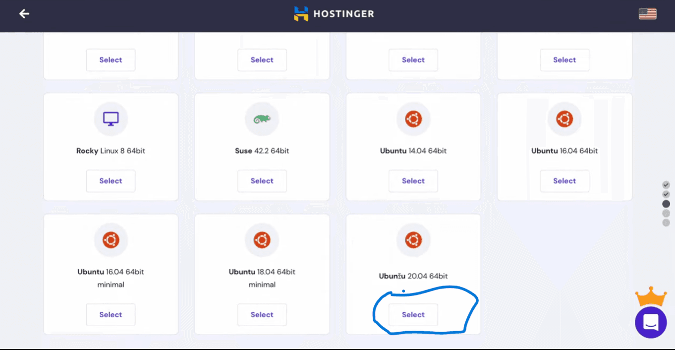 Hostinger vps ubuntu os selection