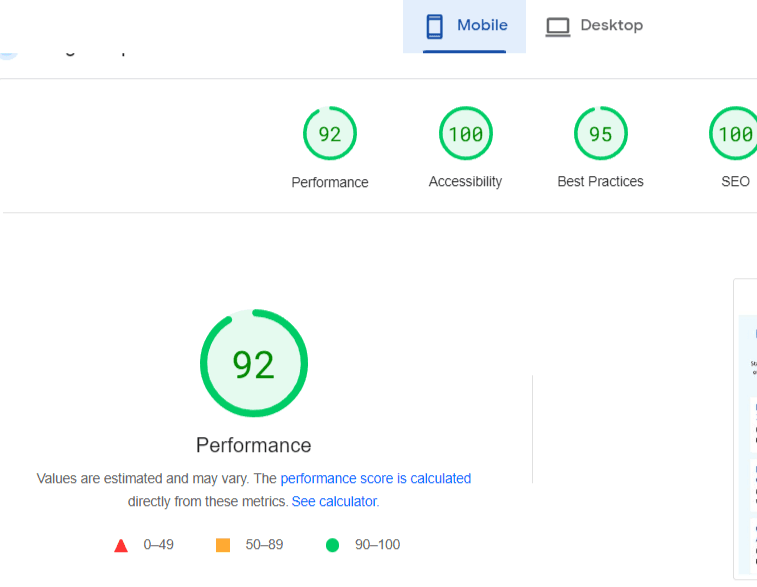 Mobile google pagespeed checker website stats